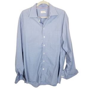 Eton Mens Gingham Dress Shirt Size 44 Classic Formal Career Work Office Corp